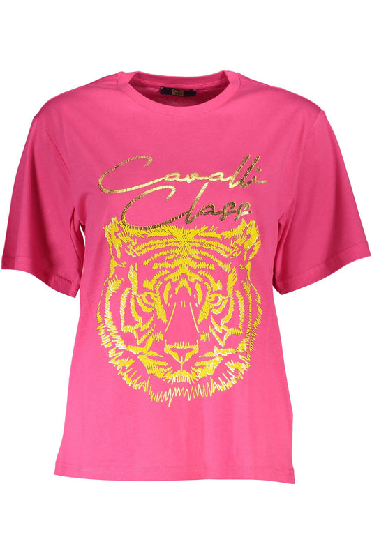 Elegant Pink Cotton Tee with Signature Print