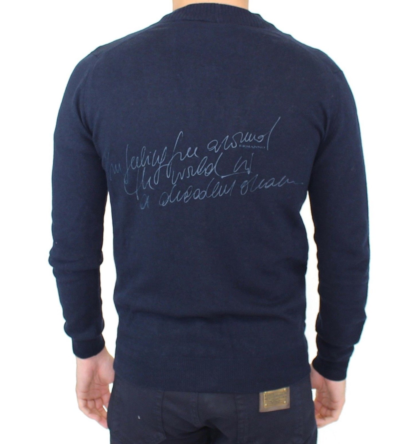 Blauer Wollkaschmir-Cardigan-Pullover