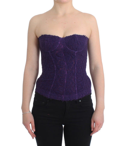 Dessous Lila Korsett Bustier Top Blumenspitze