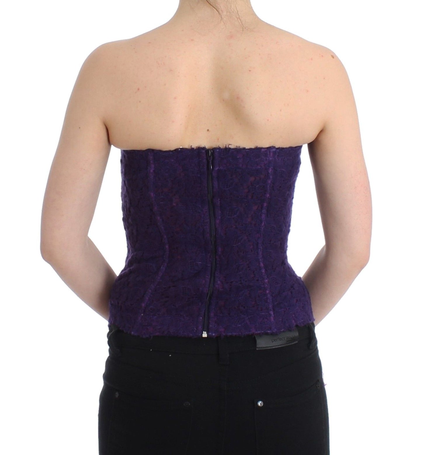 Lingerie viola corsetto bustier top in pizzo floreale