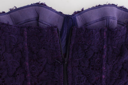 Lingerie Corset Violet Haut Bustier Dentelle Florale