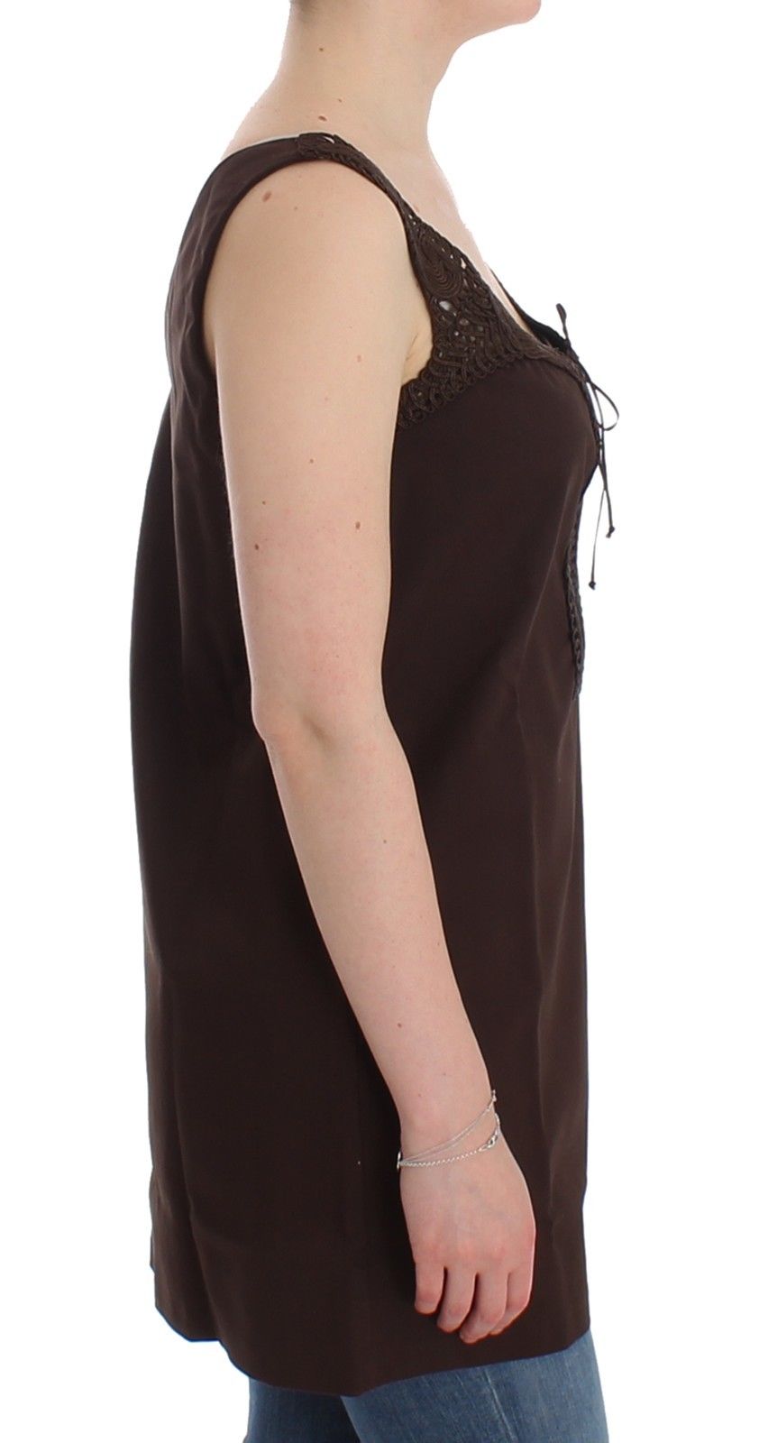 Robe tunique en coton stretch marron