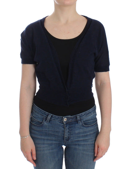 Cardigan pull en laine bleue en tricot