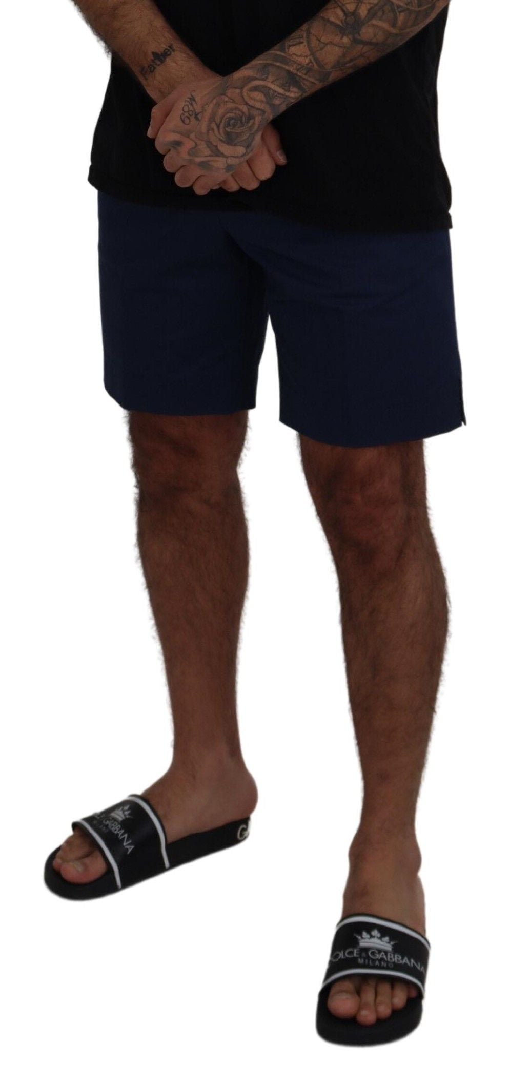 Blaue Chino-Shorts aus Baumwoll-Stretch