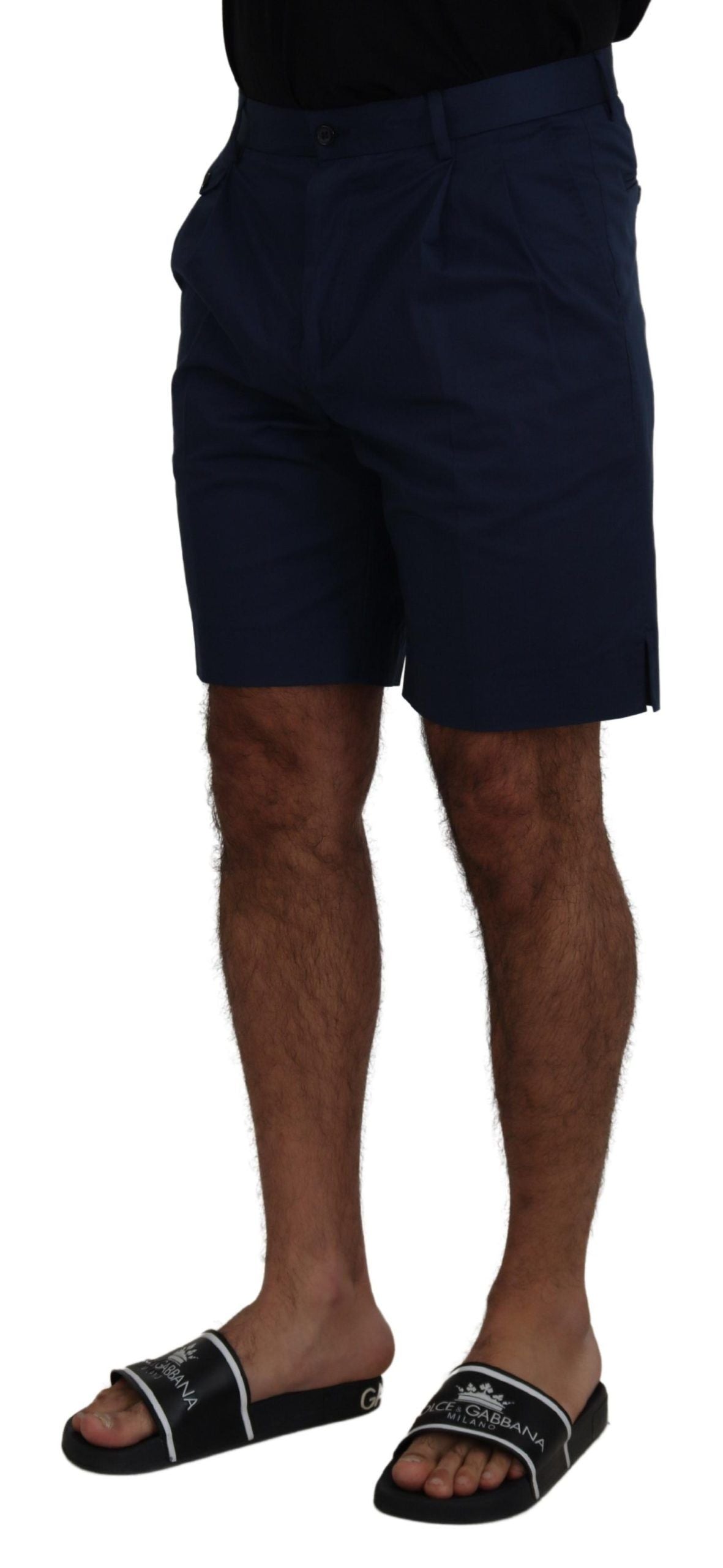 Blaue Chino-Shorts aus Baumwoll-Stretch