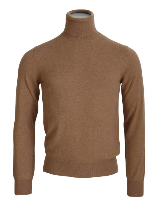 Maglione pullover dolcevita in cashmere beige