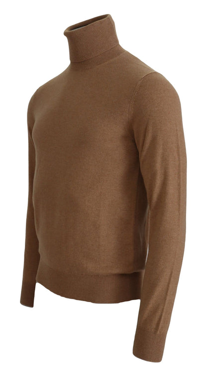 Maglione pullover dolcevita in cashmere beige