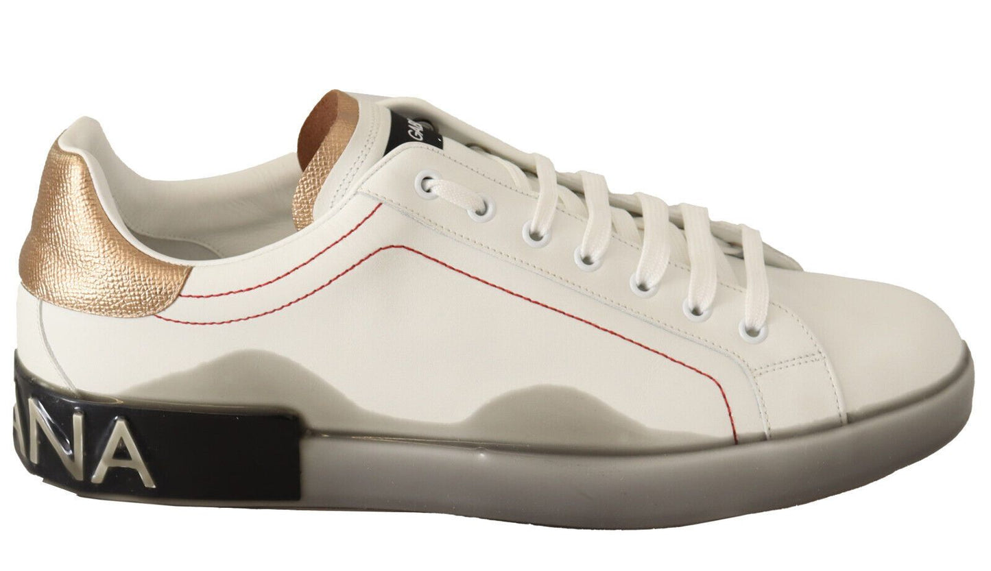 Scarpe casual da ginnastica basse in pelle oro bianco