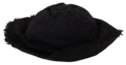 Cappello a tesa larga in cotone nero