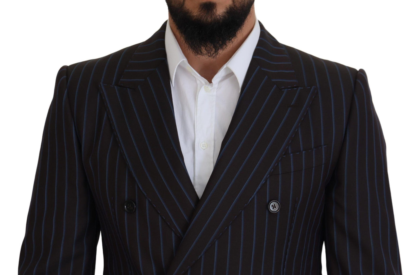 Dolce & Gabbana Elegant Black Striped Virgin Wool Suit