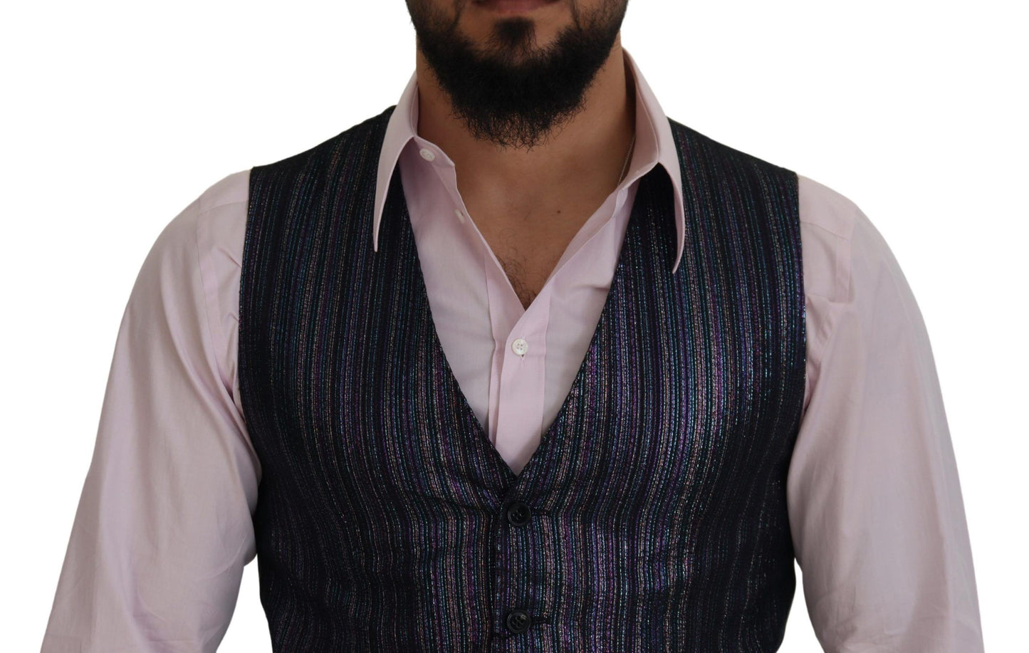 Gilet formale con gilet in poliestere multicolore