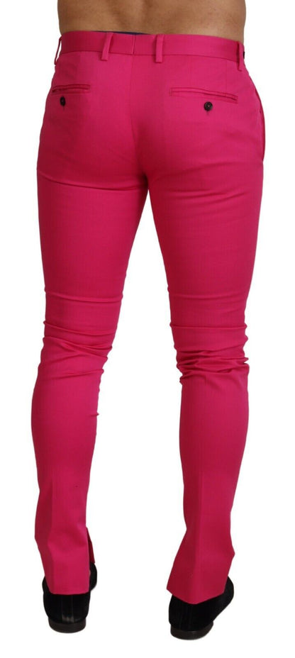 Pantaloni rosa con fibbia in vita con cerniera