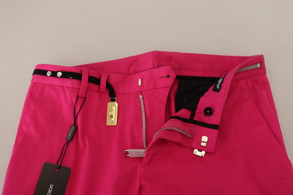 Pantaloni rosa con fibbia in vita con cerniera