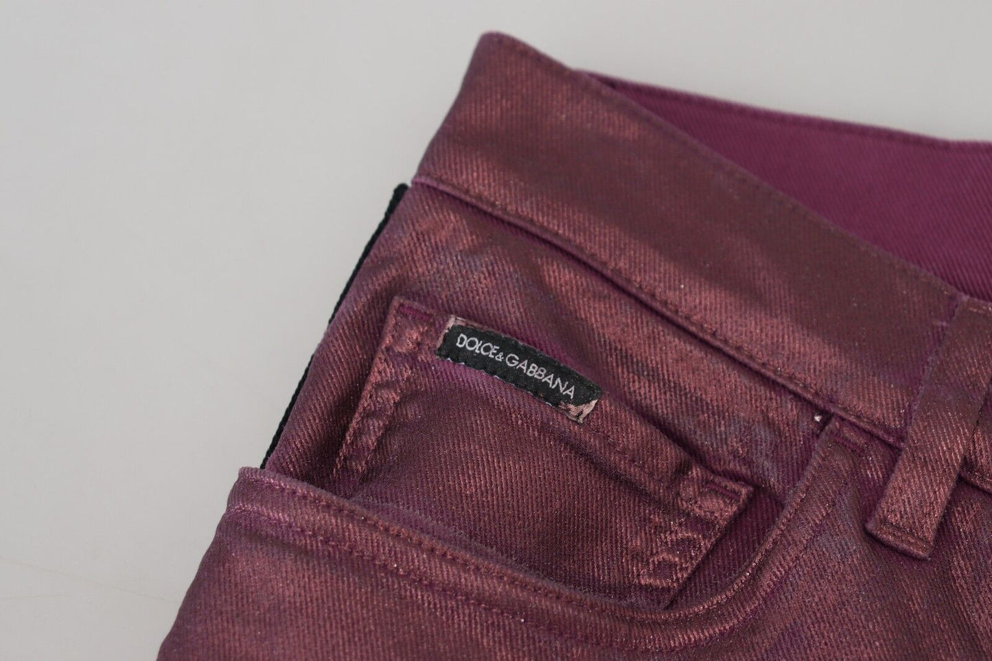 Jeans in denim con imbracatura casual da uomo in cotone magenta