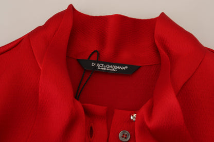 Elegant Red Ascot Collar Blouse