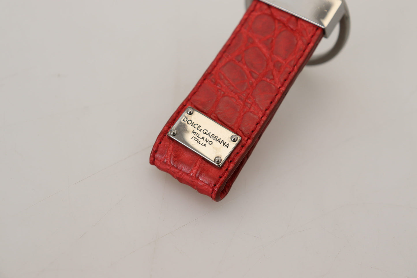 Dolce & Gabbana Chic Red Leather Keychain & Charm Accessory