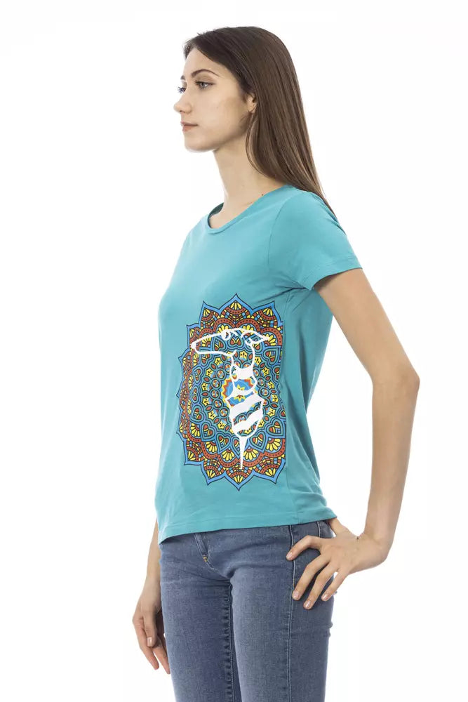 Elegantes hellblaues Rundhals-T-Shirt