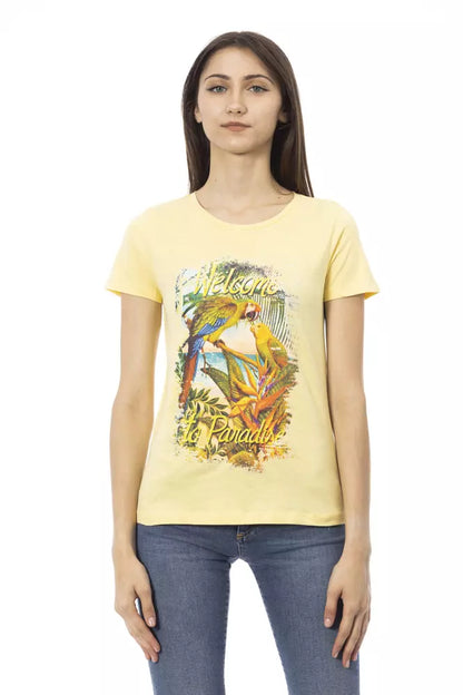 Yellow Cotton Women T-Shirt