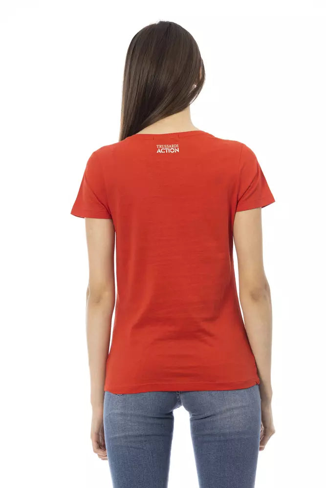 Strahlend rotes Kurzarm-T-Shirt mit Rundhalsausschnitt