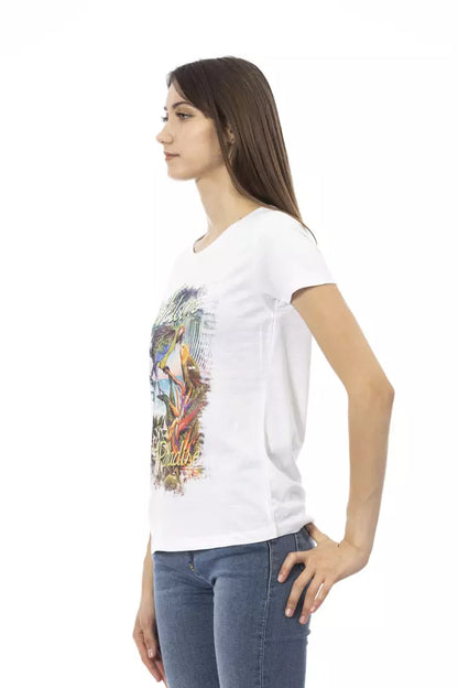 Elegantes weißes Kurzarm-T-Shirt mit Frontdruck