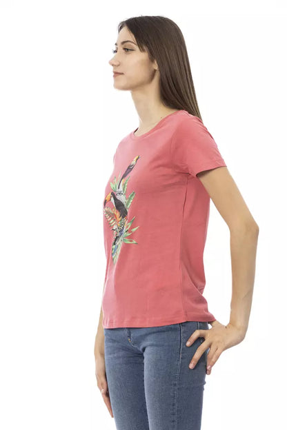 Elegantes T-Shirt aus Baumwollmischung in Rosa