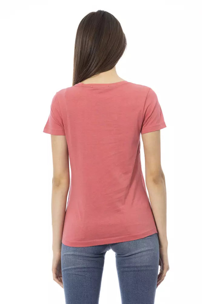 Elegantes T-Shirt aus Baumwollmischung in Rosa