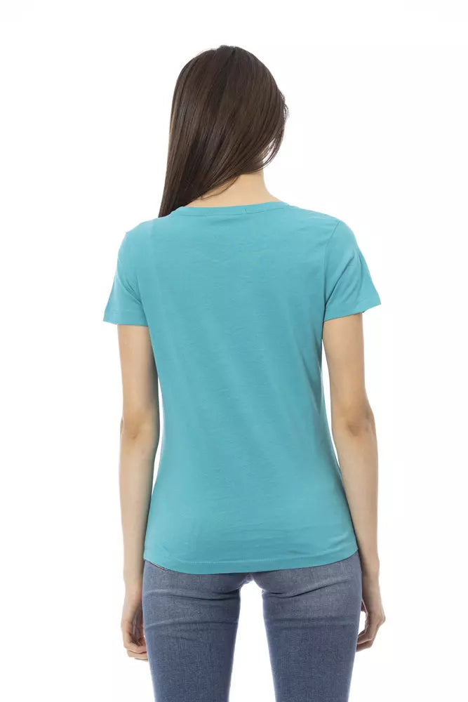 Top e maglietta in cotone azzurro