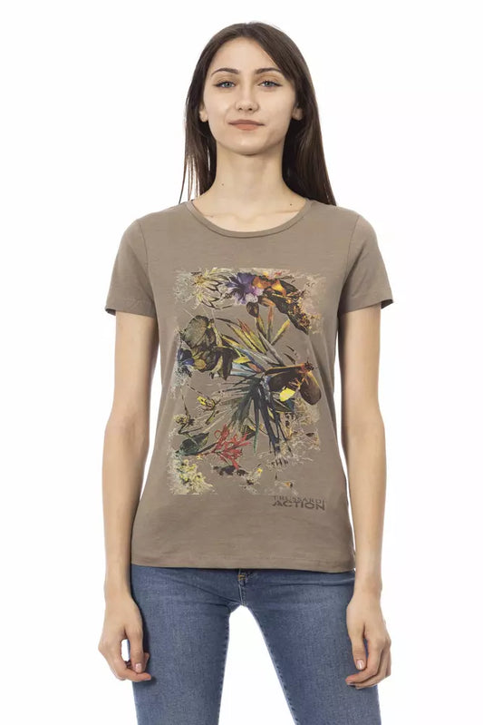 Elegantes braunes T-Shirt mit schickem Frontprint