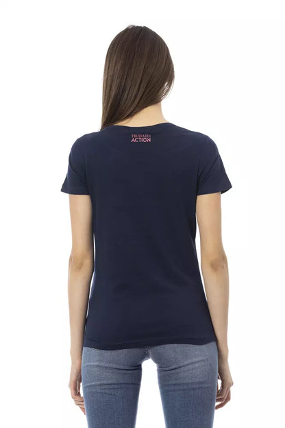 Schickes blaues Kurzarm-T-Shirt mit Frontprint