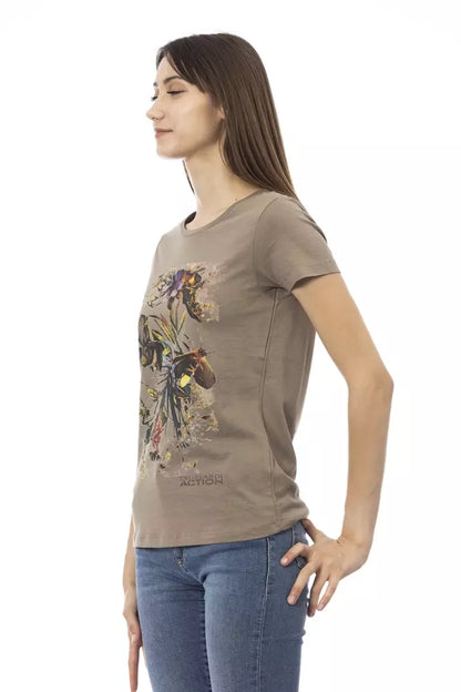 Elegantes braunes T-Shirt mit schickem Frontprint