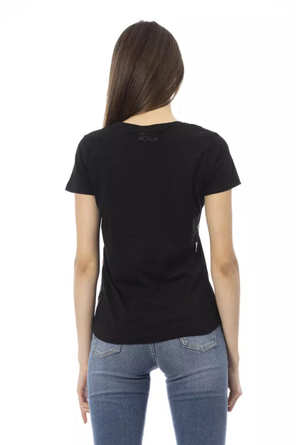 Chic Black Short Sleeve Round Neck Tee