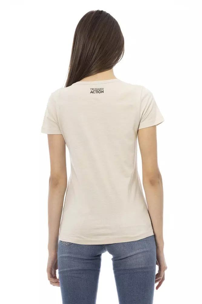 Top e maglietta in cotone beige