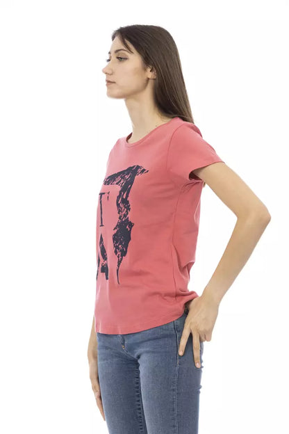 Schickes rosa T-Shirt aus Baumwollmischung mit elegantem Druck