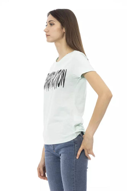 Elegantes hellblaues T-Shirt mit schickem Frontprint