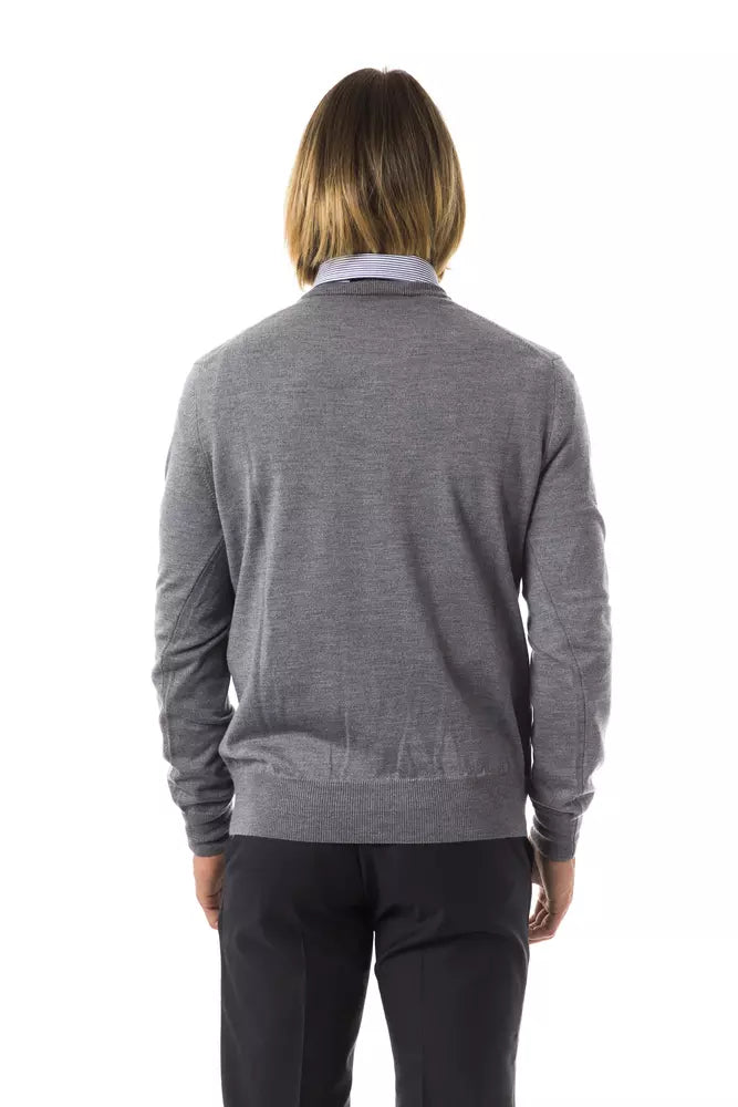 Uominitaliani Gray Merino Wool Men Sweater