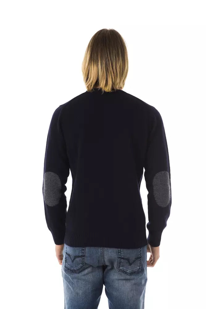 Blauer Wollpullover