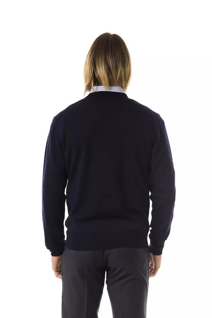 Blauer Pullover aus Merinowolle