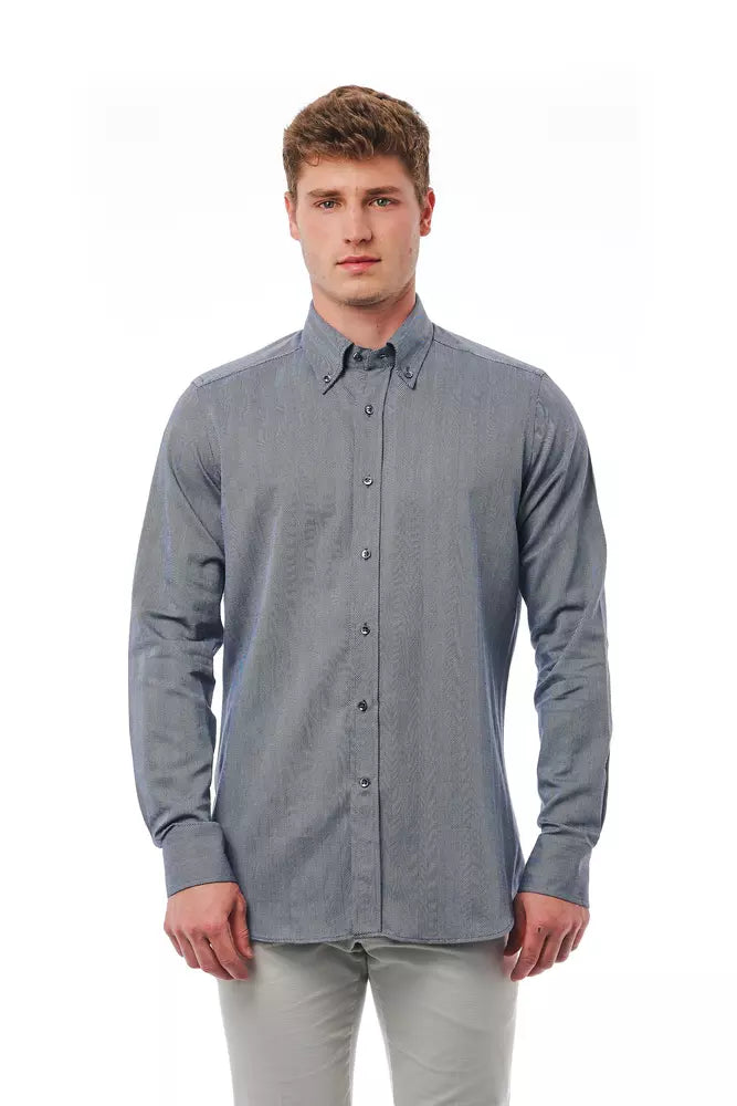 Bagutta Blue Cotton Men Shirt