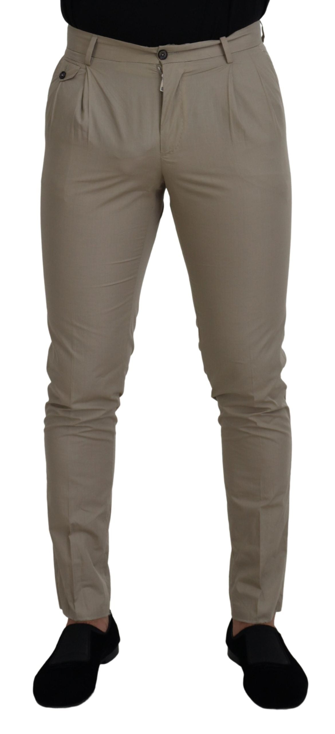 Pantaloni da uomo slim fit in cotone beige