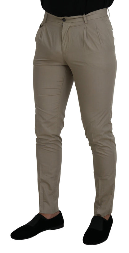 Pantaloni da uomo slim fit in cotone beige