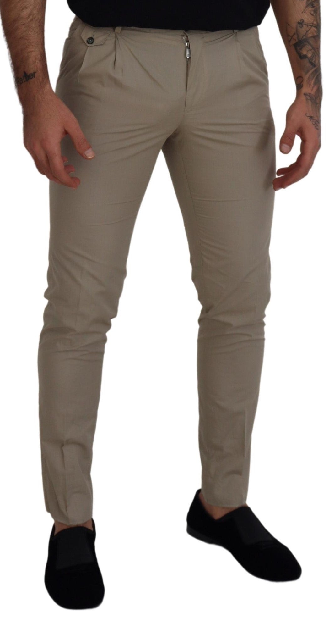 Pantaloni da uomo slim fit in cotone beige