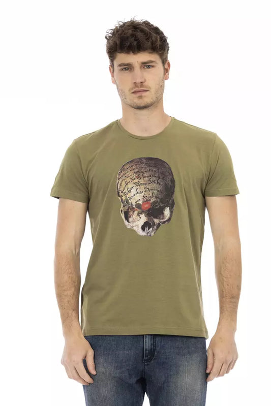 Grünes Slim-Fit-T-Shirt mit Frontprint