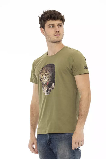 Grünes Slim-Fit-T-Shirt mit Frontprint