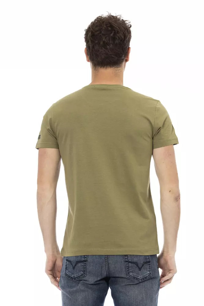 Grünes Slim-Fit-T-Shirt mit Frontprint