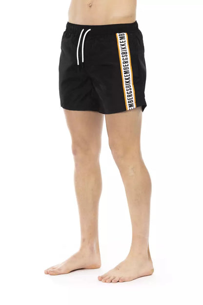 Schicke schwarze Badeshorts mit sportlichem Tape-Detail