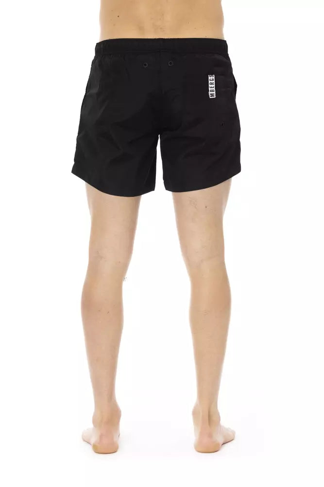 Schicke schwarze Badeshorts mit sportlichem Tape-Detail