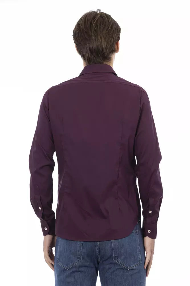 Baldinini Trend Bordeaux Cotton Men Shirt