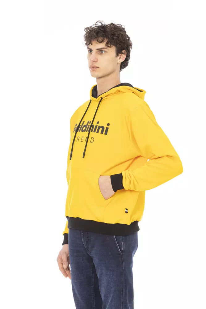 Sonnengelber Baumwoll-Hoodie mit Logo vorn