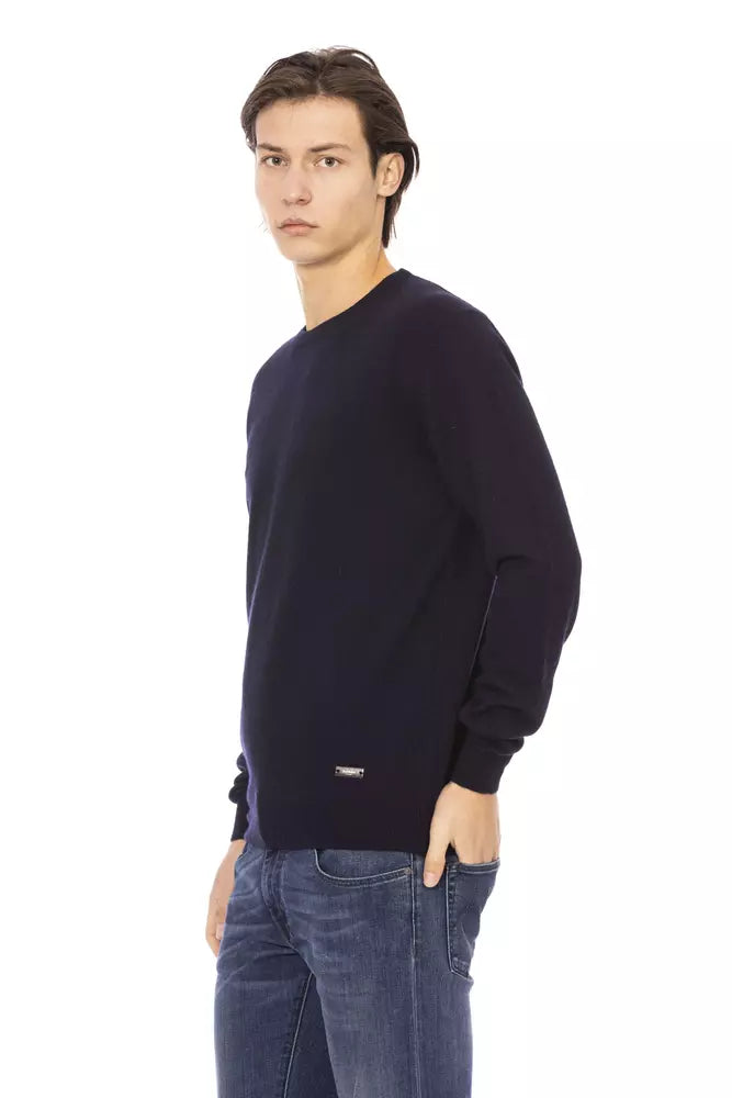 Schicker, blauer Statement-Pullover mit Rundhalsausschnitt