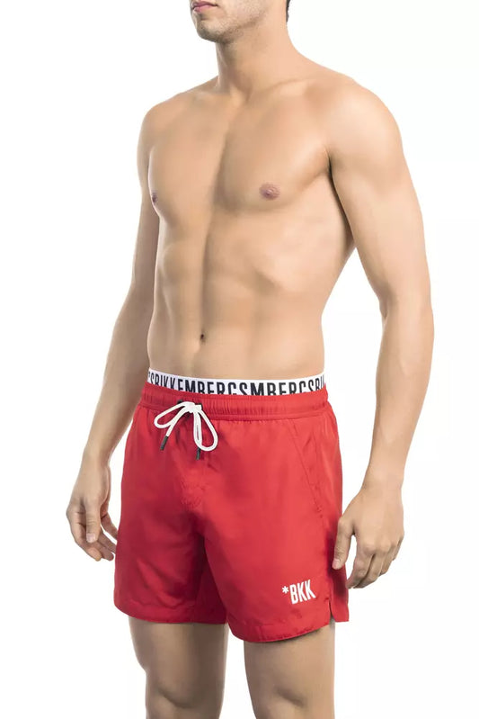 Red Swim Shorts with Branded Waistband